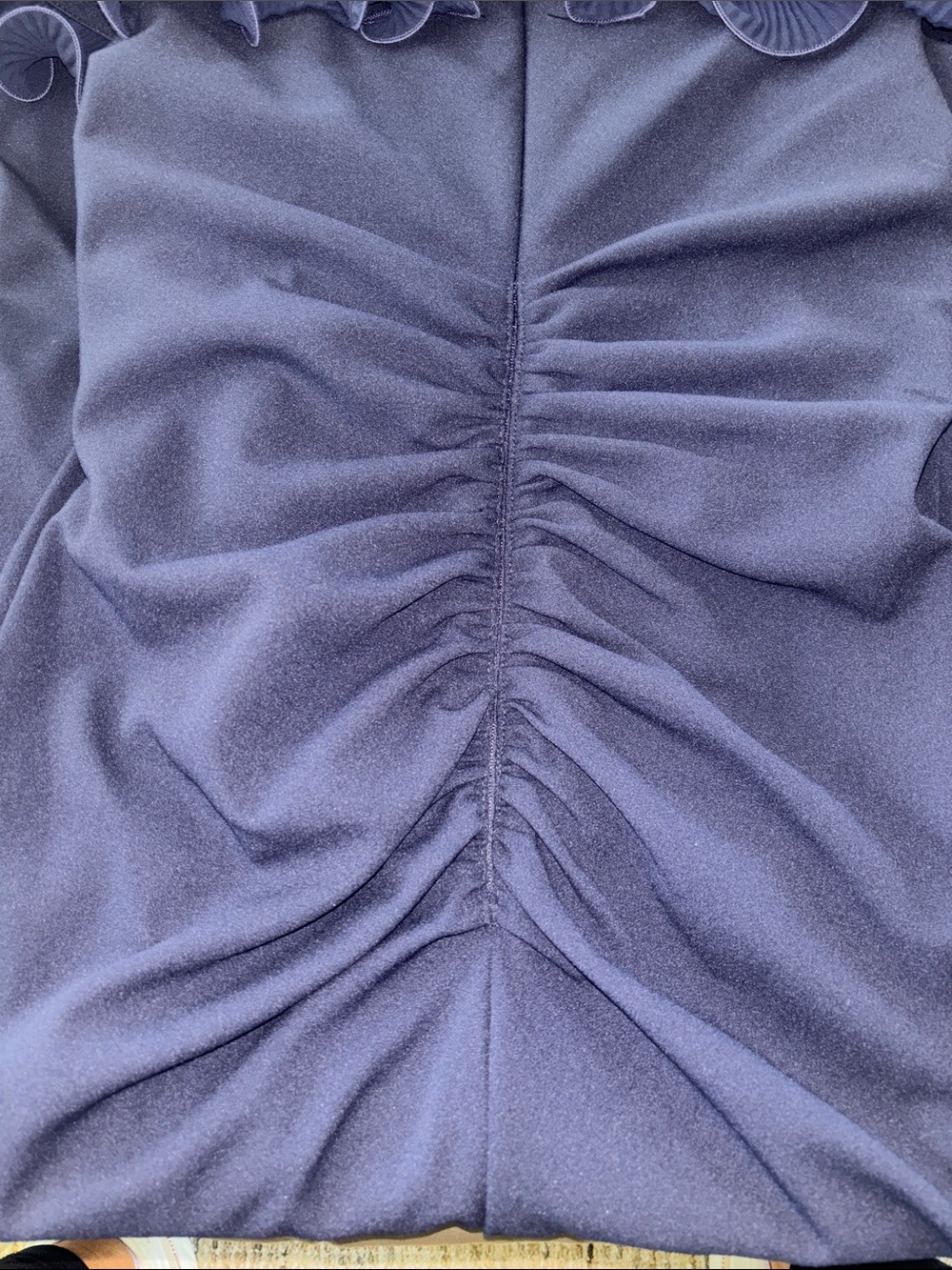 Xscape Navy Ruffled Off the Shoulders Maxi Gown - Picture 6 of 14